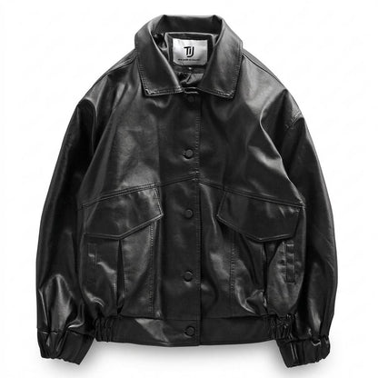 Lederjacken Outlet24 - Mires | Lockere Geknöpfte Lederjacke Unisex