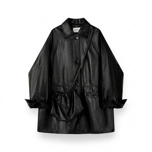 Lederjacken Outlet24 - Eedan | Geknöpft Oversized Ledermantel Unisex
