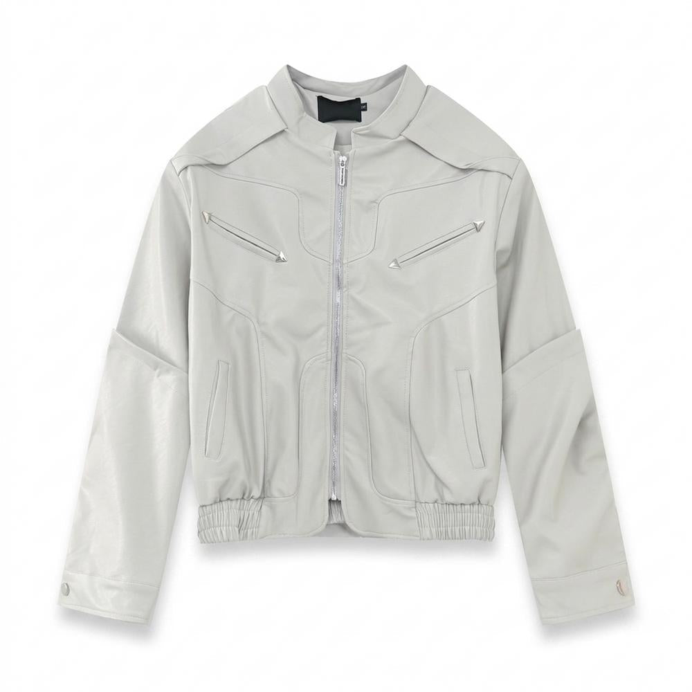 Lederjacken Outlet24 - Notat | Strukturierte Hochgeschlossene Lederjacke Unisex