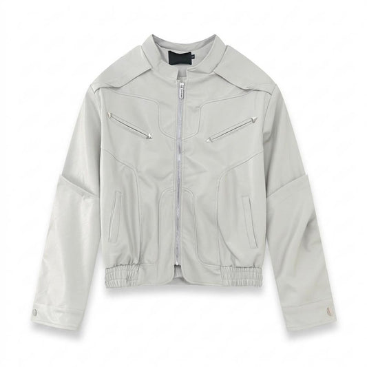 Lederjacken Outlet24 - Notat | Strukturierte Hochgeschlossene Lederjacke Unisex