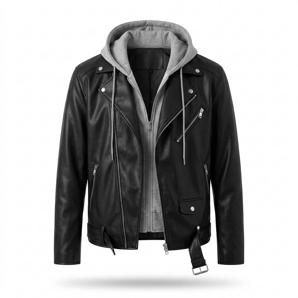 Lederjacken Outlet24 - Kupit | Gefütterte Asymmetrische Lederjacke Herren