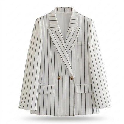 Lederjacken Outlet24 - Yeked | Gestreiftes Doppelreihiges Sakko Damen
