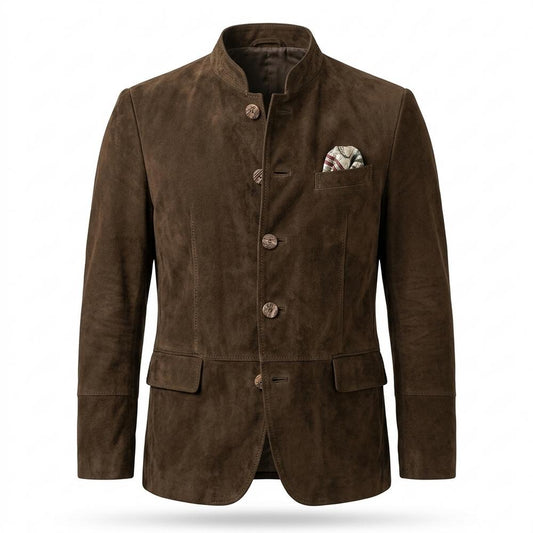 Lederjacken Outlet24 - Tetom | Einreihig Aufgeraut Wildleder-Jacke Herren