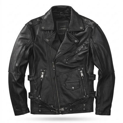 Lederjacken Outlet24 - Surul | Asymmetrische Gegürtete Lederjacke Herren