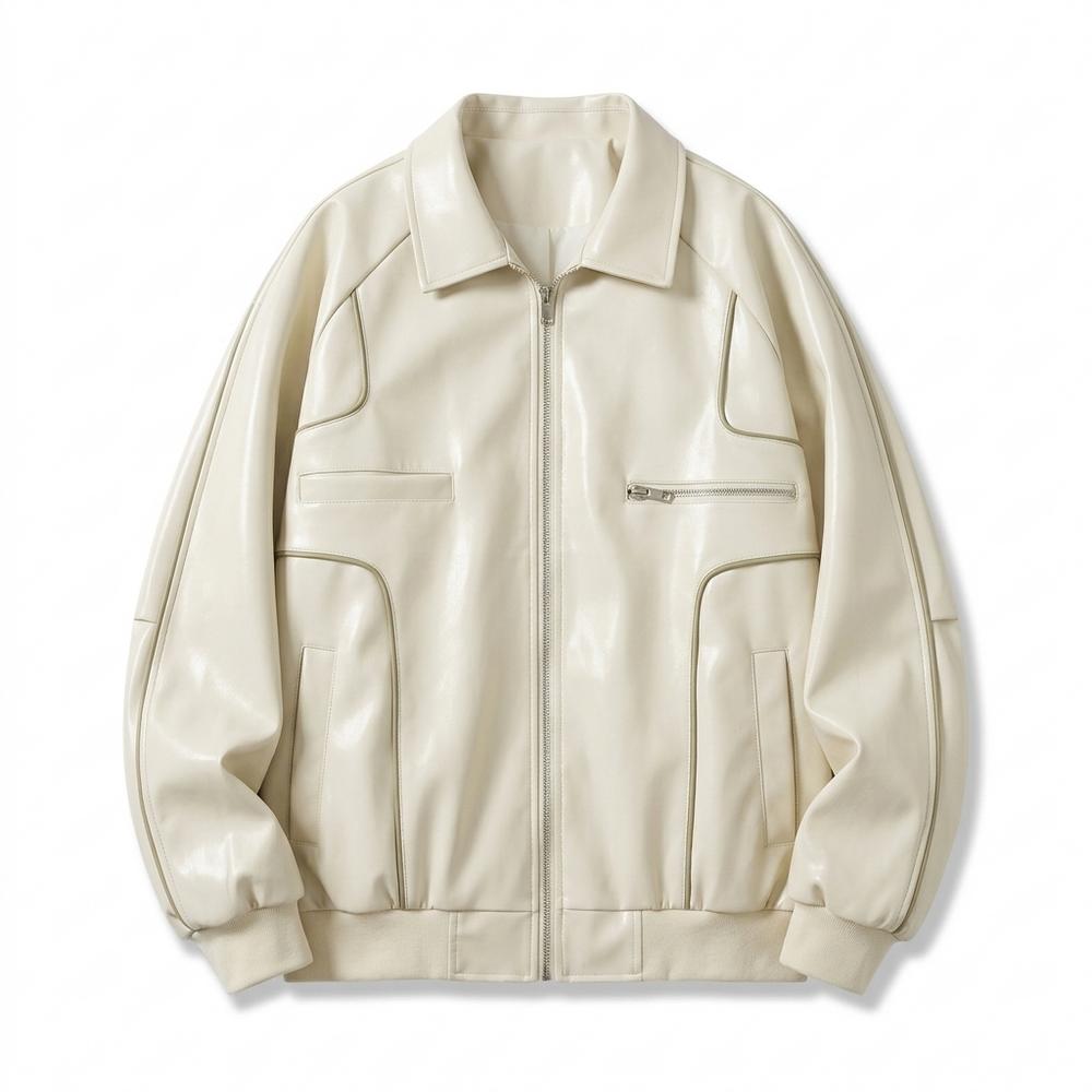 Lederjacken Outlet24 - Mugot | Paspelierte Weite Lederjacke Unisex