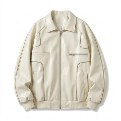 Lederjacken Outlet24 - Mugot | Paspelierte Weite Lederjacke Unisex