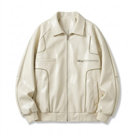 Lederjacken Outlet24 - Mugot | Paspelierte Weite Lederjacke Unisex