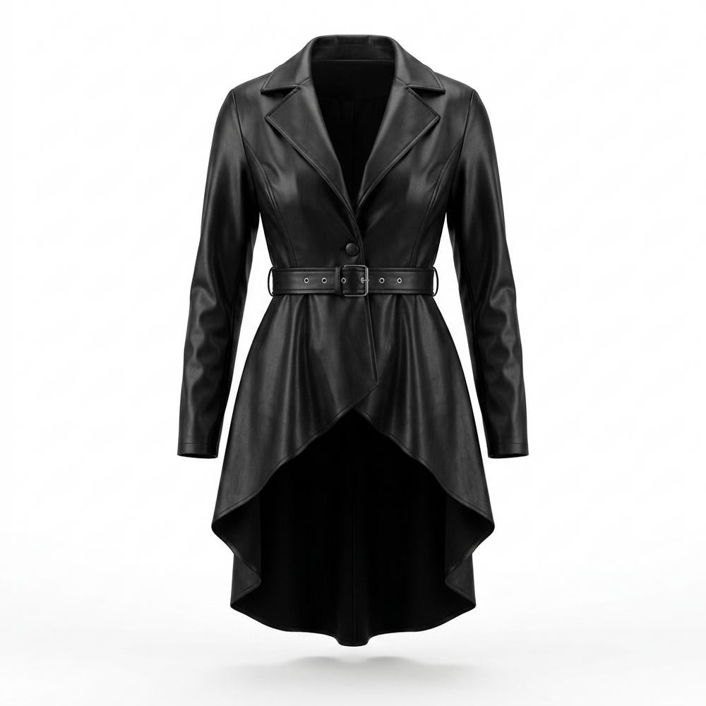 Lederjacken Outlet24 - Dumus | Asymmetrisch Gegürtelt Lederjacke Damen