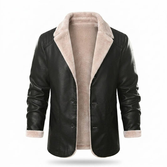 Lederjacken Outlet24 - Masil | Gefütterte Geknöpfte Lederjacke Herren