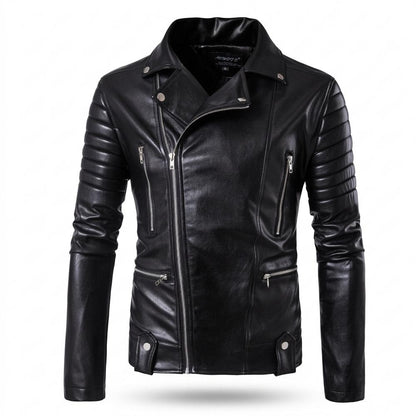 Lederjacken Outlet24 - Auful | Asymmetrisch Gesteppt Lederjacke Herren