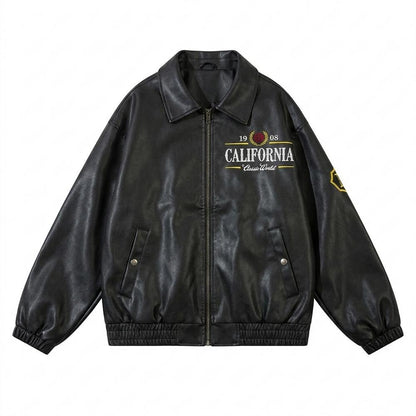Lederjacken Outlet24 - Caput | Bestickte Weitgeschnittene Lederjacke Unisex