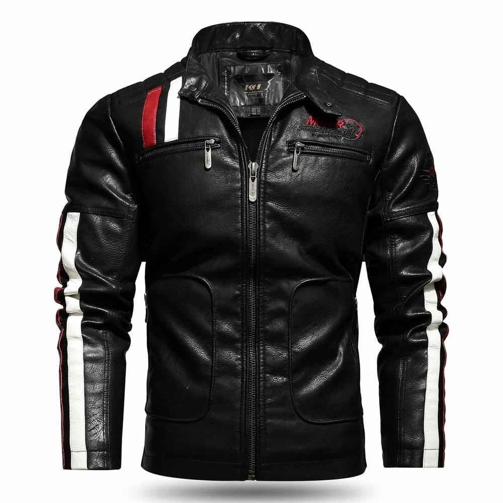 Lederjacken Outlet24 - Luwak | Gestreift Tailliert Lederjacke Herren