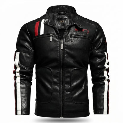 Lederjacken Outlet24 - Luwak | Gestreift Tailliert Lederjacke Herren
