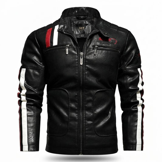Lederjacken Outlet24 - Luwak | Gestreift Tailliert Lederjacke Herren
