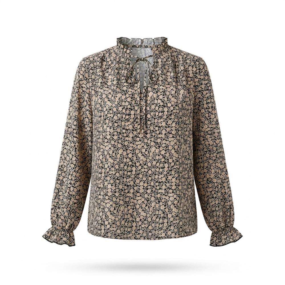 Lederjacken Outlet24 - Korok | Geblümte Langärmlige Bluse Damen
