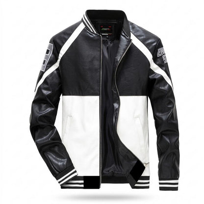 Lederjacken Outlet24 - Dilul | Gestreifte Gefütterte Lederjacke Herren