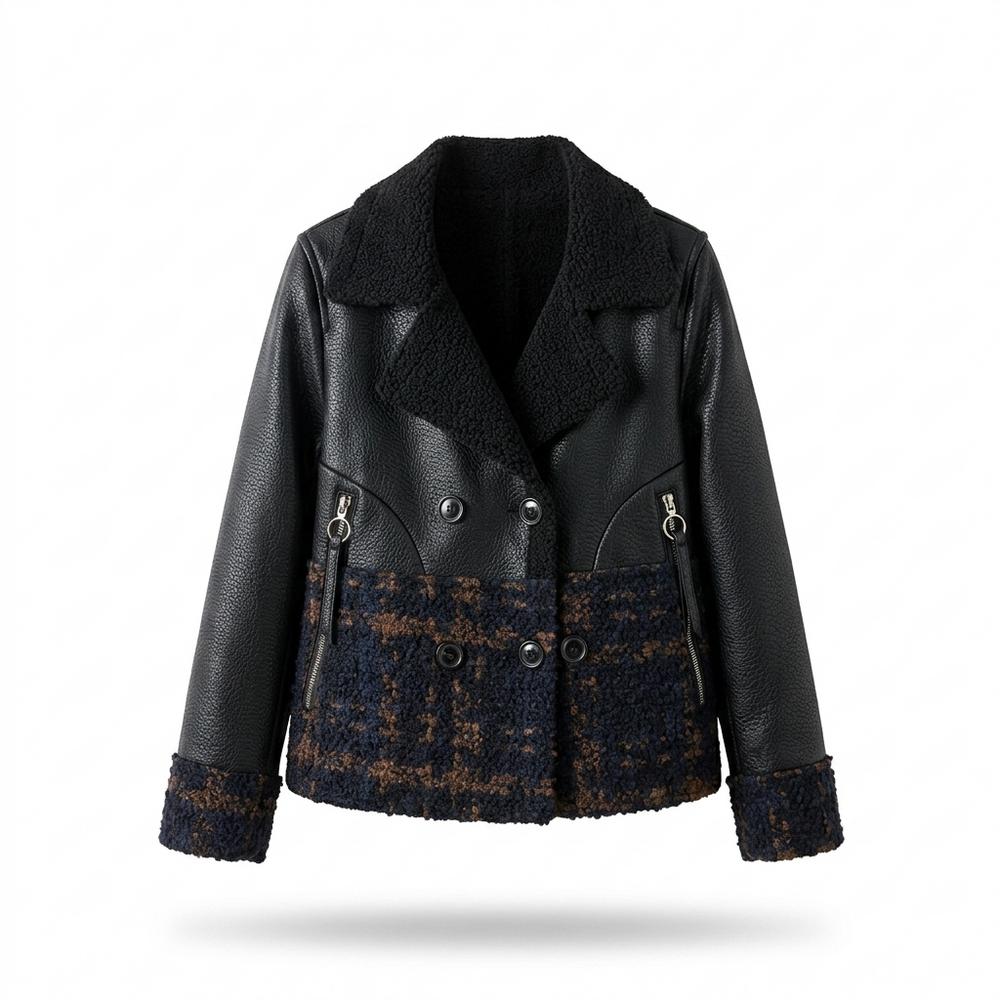 Lederjacken Outlet24 - Vativ | Kombiniert Doppelreihig Lederjacke Damen