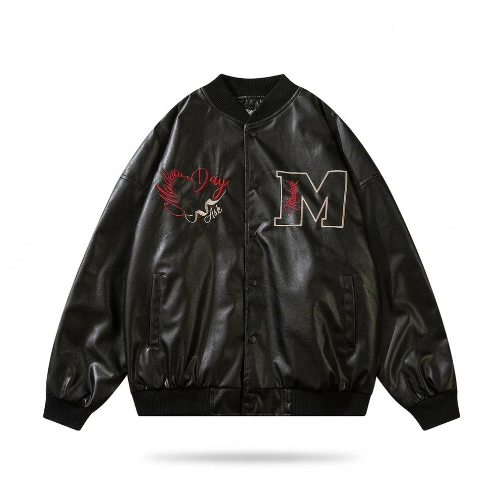 Lederjacken Outlet24 - Liles | Bestickt Geknöpft Lederjacke Unisex