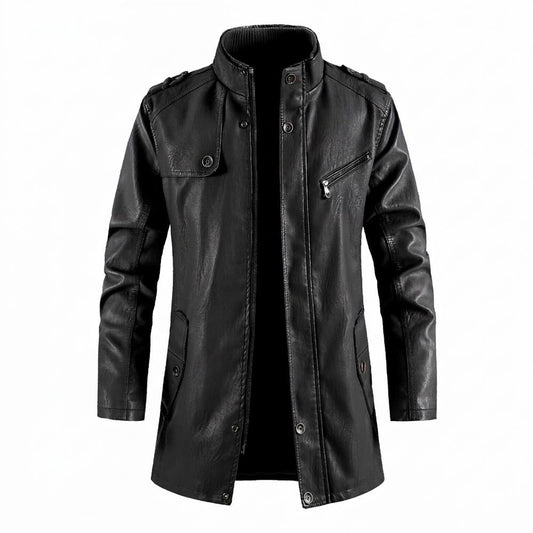 Lederjacken Outlet24 - Sesam | Gefütterter Gerader Ledermantel Herren