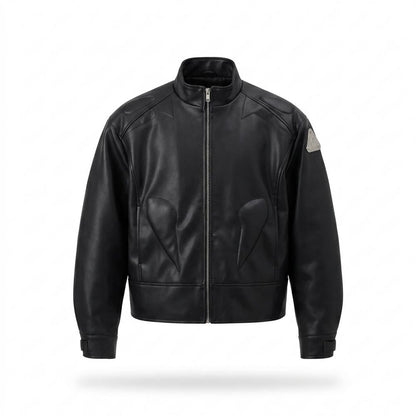 Lederjacken Outlet24 - Domav | Applizierte Oversized Lederjacke Herren