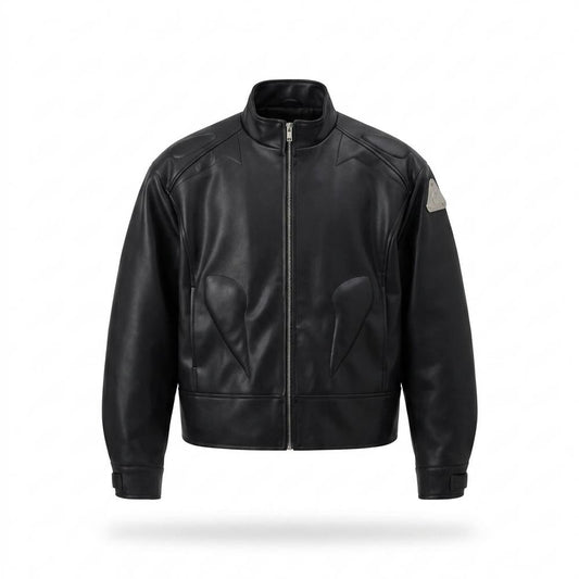 Lederjacken Outlet24 - Domav | Applizierte Oversized Lederjacke Herren