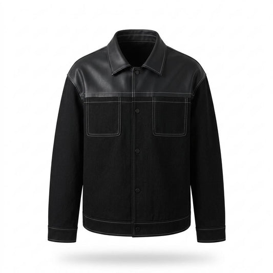 Lederjacken Outlet24 - Sever | Kontrastgesteppte Material-Mix Jacke Herren