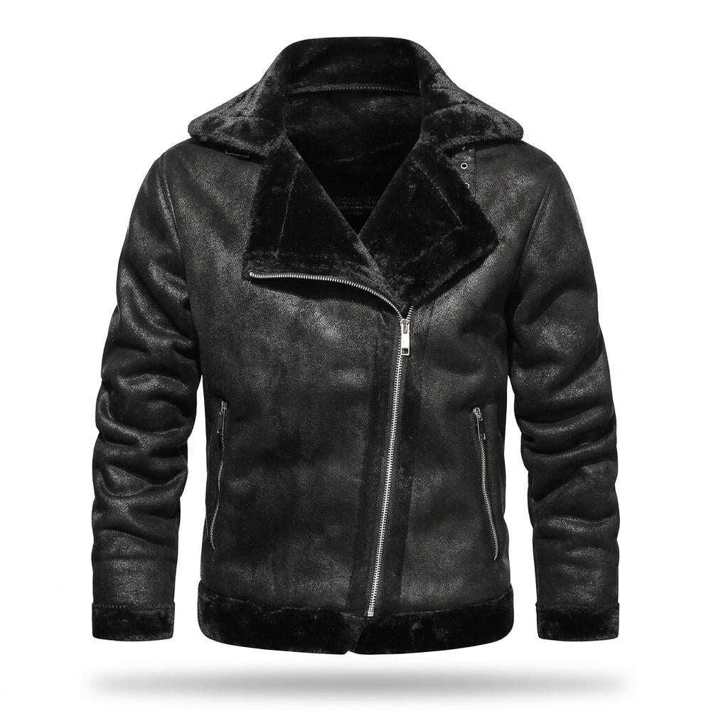 Lederjacken Outlet24 - Dozos | Gefütterte Asymmetrische Wildleder-Jacke Herren