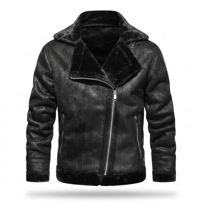 Lederjacken Outlet24 - Dozos | Gefütterte Asymmetrische Wildleder-Jacke Herren
