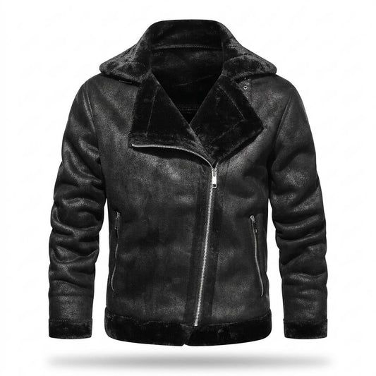 Lederjacken Outlet24 - Dozos | Gefütterte Asymmetrische Wildleder-Jacke Herren