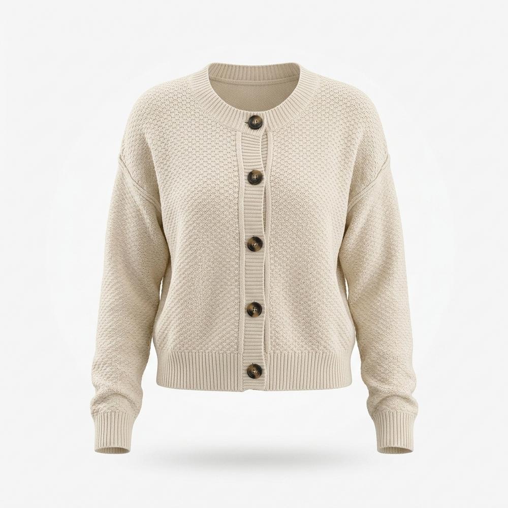 Lederjacken Outlet24 - Sonot | Strukturiert Geknöpft Cardigan Damen