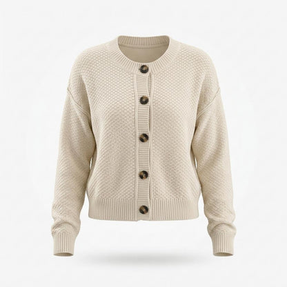 Lederjacken Outlet24 - Sonot | Strukturiert Geknöpft Cardigan Damen