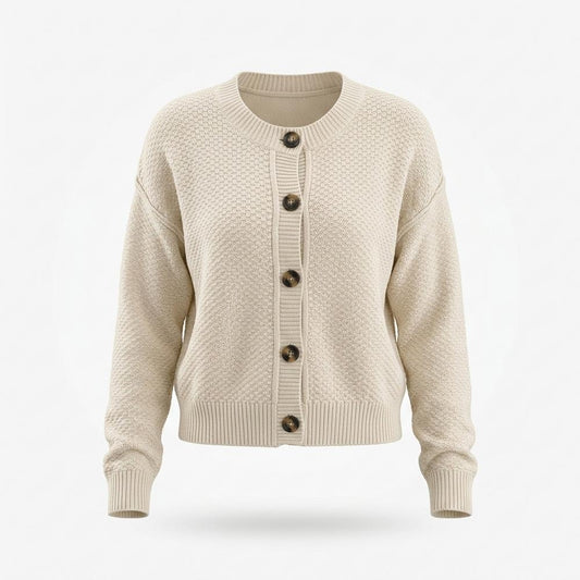 Lederjacken Outlet24 - Sonot | Strukturiert Geknöpft Cardigan Damen