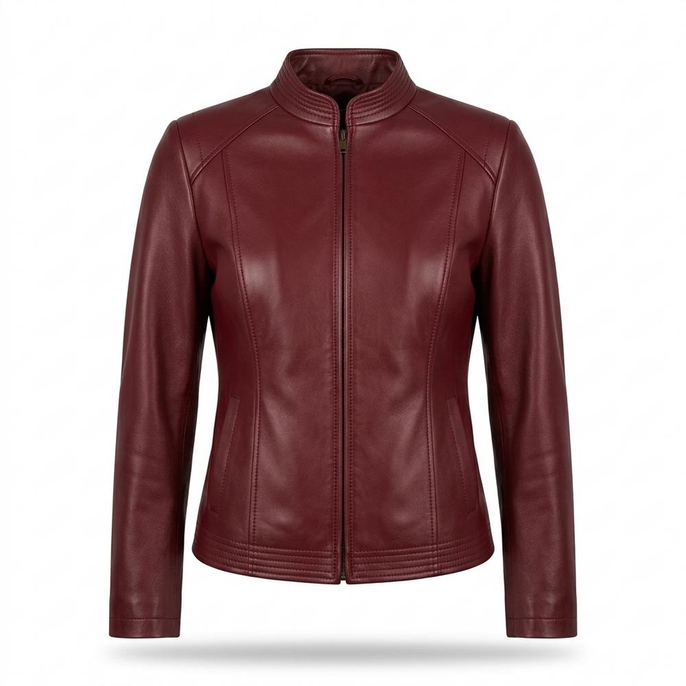 Lederjacken Outlet24 - Semir | Tailliert Unifarben Lederjacke Damen