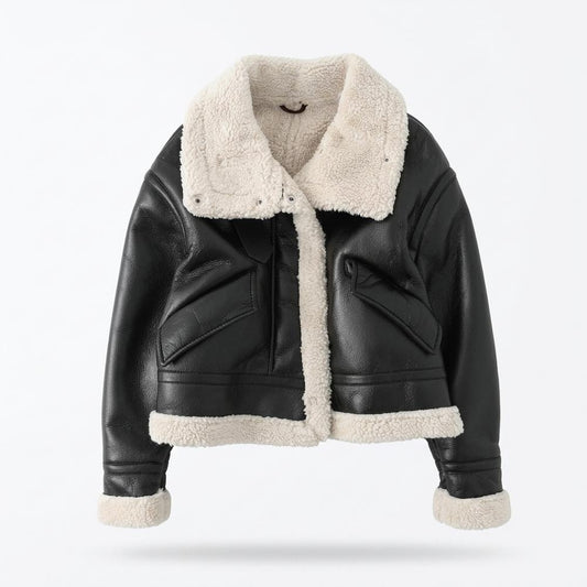 Lederjacken Outlet24 - Nezid | Gefüttert Kurzgeschnitten Lederjacke Damen
