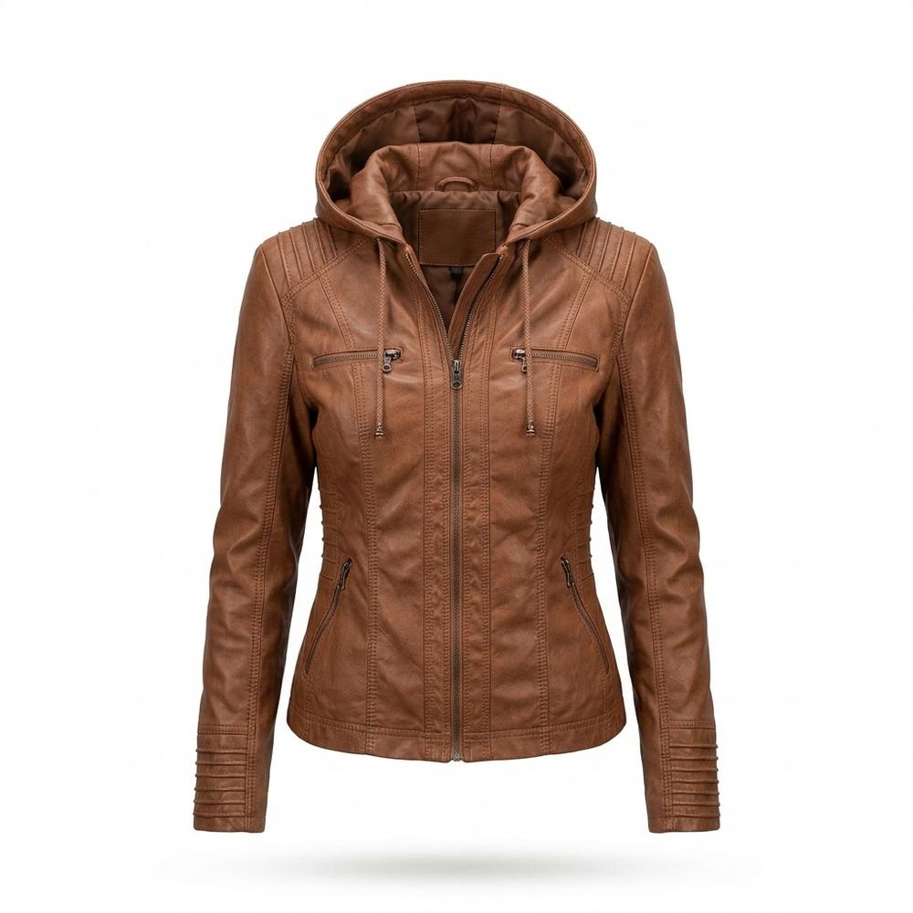 Lederjacken Outlet24 - Novel | Reißverschluss Kapuzen Jacke Damen