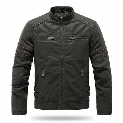 Lederjacken Outlet24 - Ranal | Gesteppte Paspelierte Lederjacke Herren