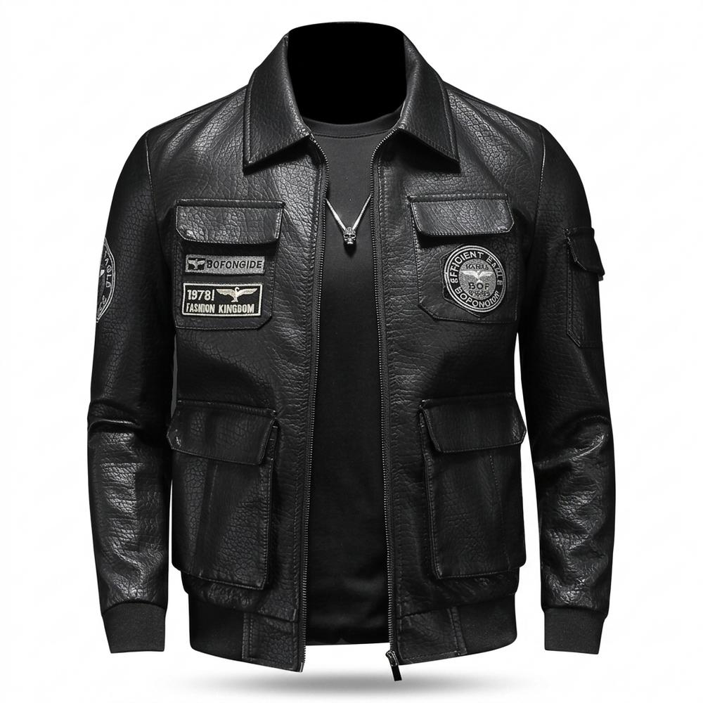 Lederjacken Outlet24 - Comon | Appliziert Strukturiert Lederjacke Herren