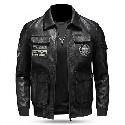 Lederjacken Outlet24 - Comon | Appliziert Strukturiert Lederjacke Herren