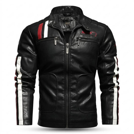 Lederjacken Outlet24 - Nehom | Tailliert Bestickt Lederjacke Herren