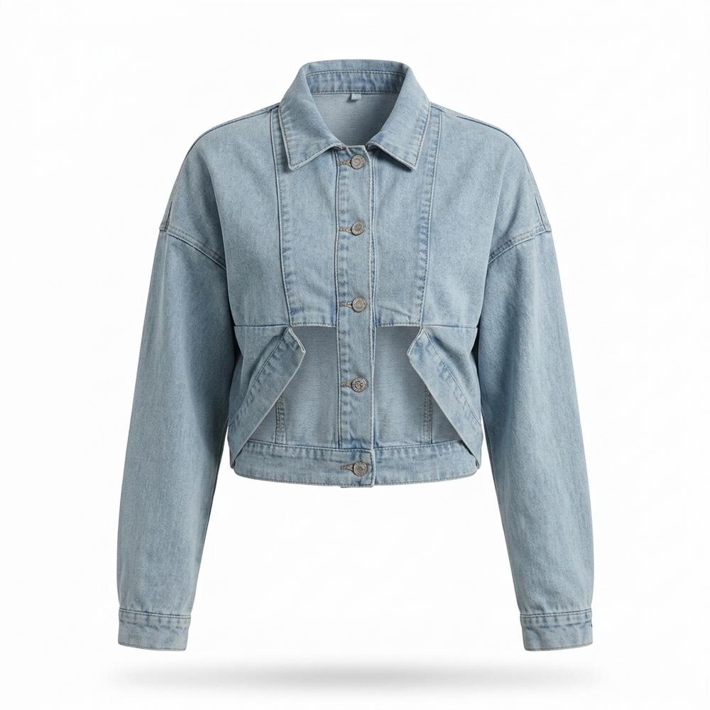 Lederjacken Outlet24 - Vopul | Kurzgeschnittene Kragenlose Jacke Damen