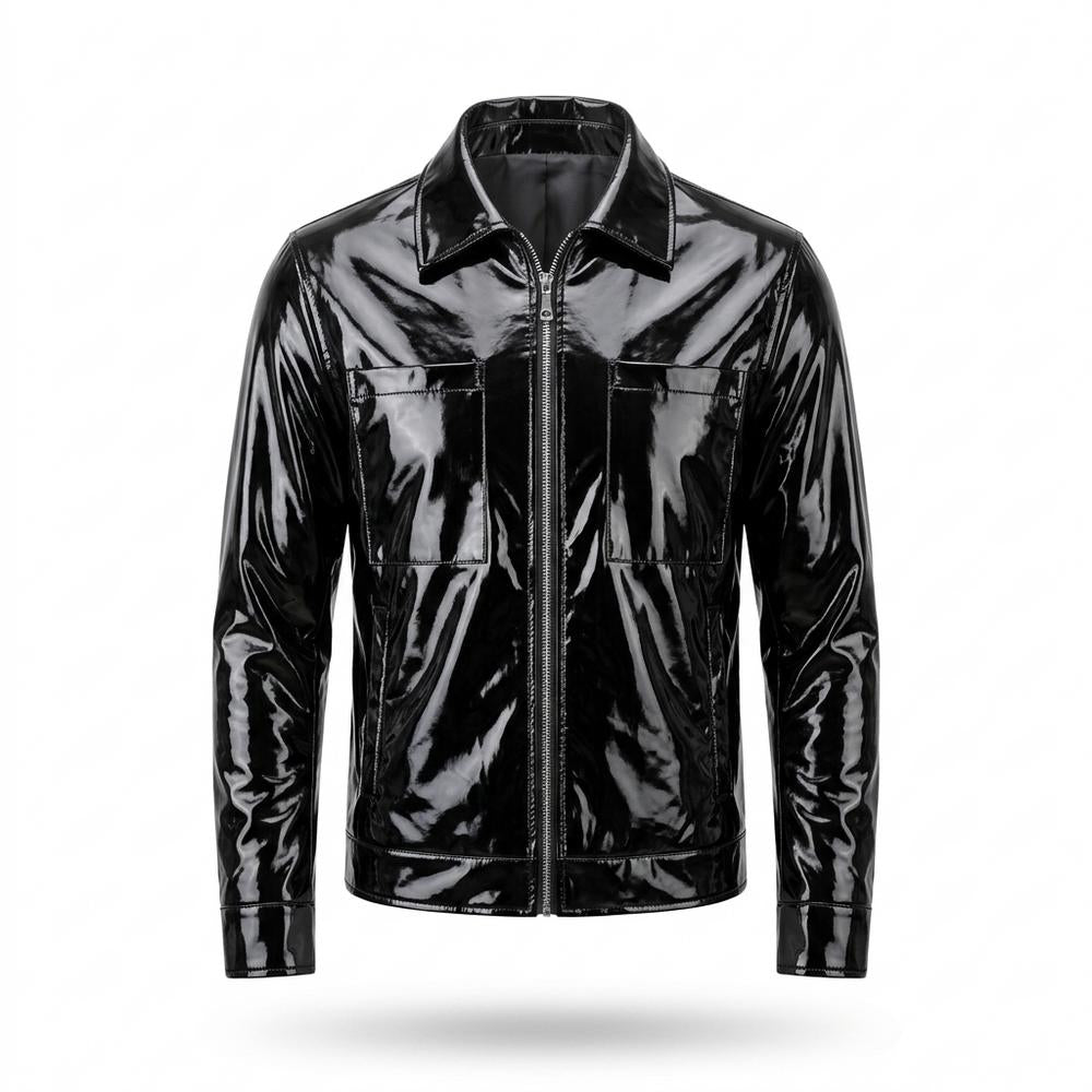 Lederjacken Outlet24 - Yaper | Glänzende Beschichtete Lederjacke Herren
