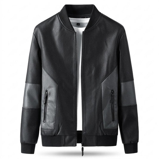 Lederjacken Outlet24 - Tifuk | Zweifarbig Reißverschluss Lederjacke Herren