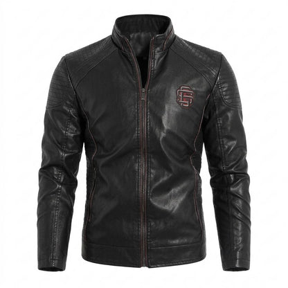 Lederjacken Outlet24 - Mibud | Gesteppt Bestickt Lederjacke Herren