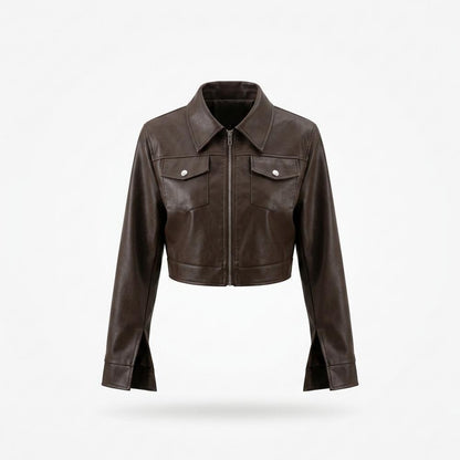 Lederjacken Outlet24 - Dizav | Gecroppt Langärmlig Lederjacke Damen