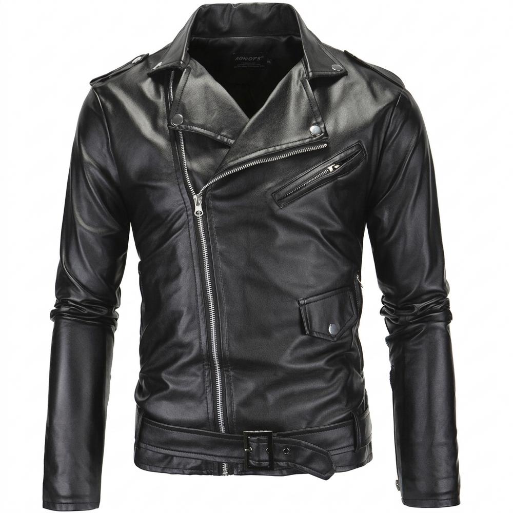 Lederjacken Outlet24 - Zevar | Asymmetrisch Gegürtet Lederjacke Herren