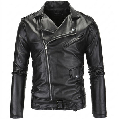 Lederjacken Outlet24 - Zevar | Asymmetrisch Gegürtet Lederjacke Herren