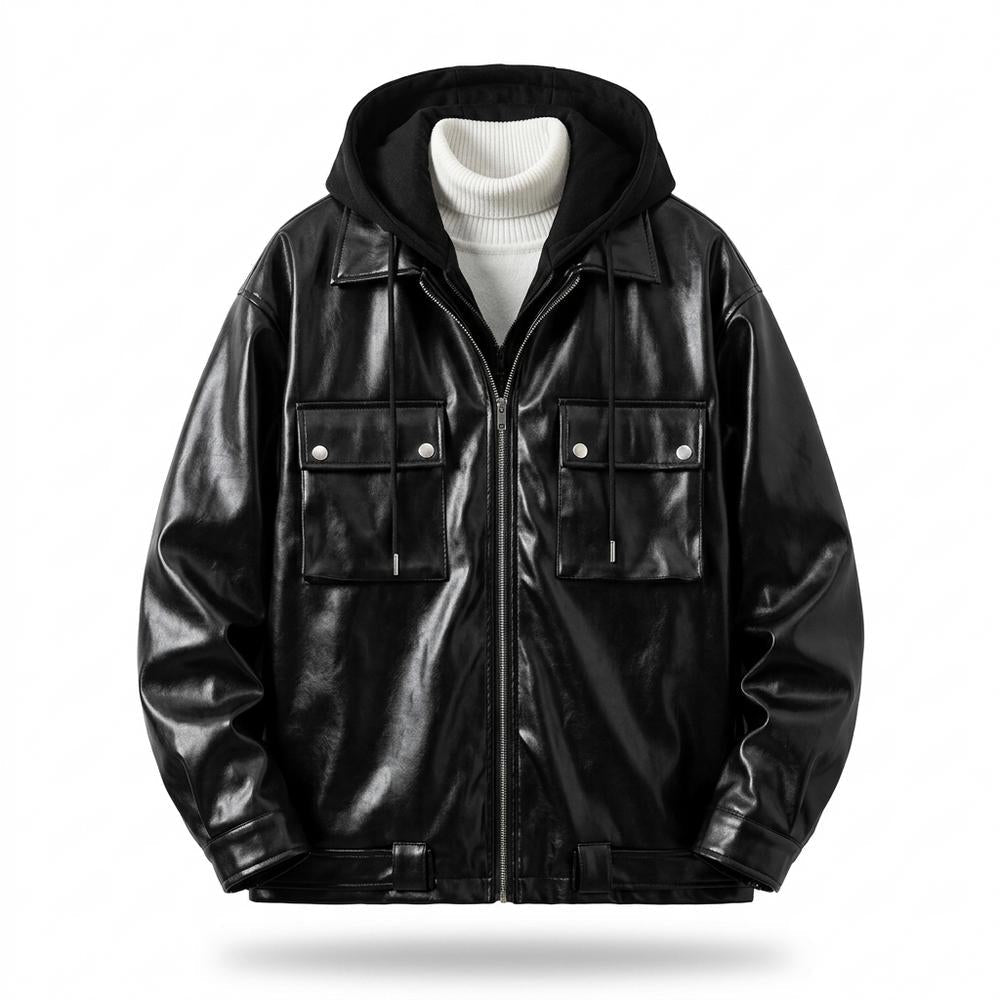 Lederjacken Outlet24 - Lutot | Gefütterte Weit Geschnittene Lederjacke Herren