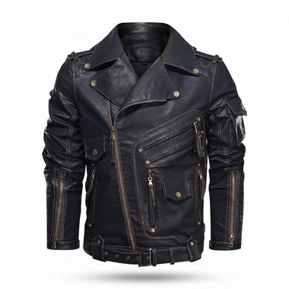 Lederjacken Outlet24 - Silik | Asymmetrisch Aufwendig Lederjacke Herren