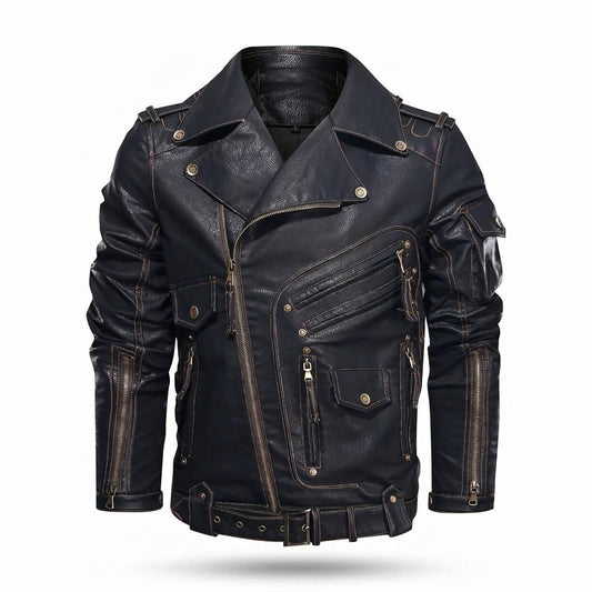 Lederjacken Outlet24 - Silik | Asymmetrisch Aufwendig Lederjacke Herren