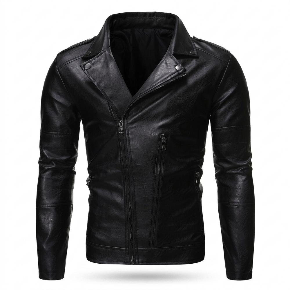 Lederjacken Outlet24 - Sosim | Asymmetrisch Tailliert Lederjacke Herren